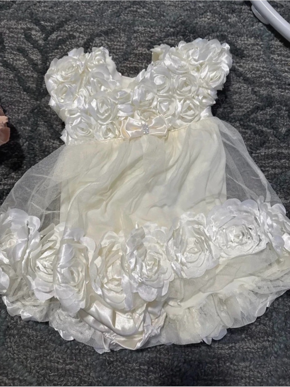 Nannette Cream Floral Rosette Tulle Party Dress